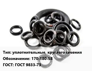 Кольцо РТИ уплотнительные, круглого сечения 170-180-58 ГОСТ: ГОСТ 9833-73